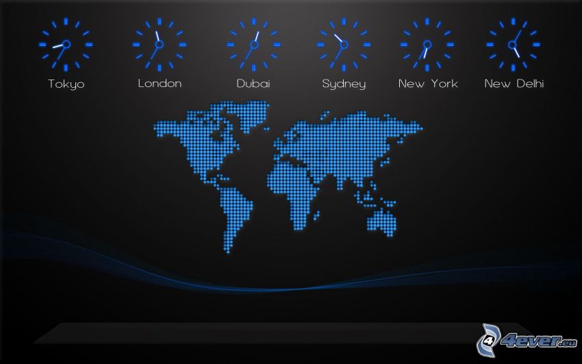 carte du monde, horloge, temps
