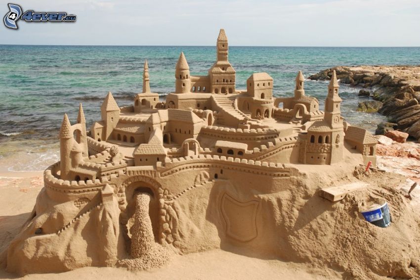 château de sable, mer