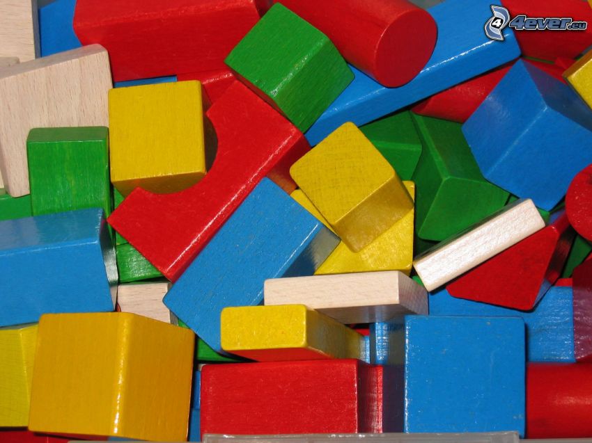 cubes de bois, jouet, cubes colorés