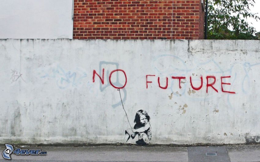 no future, bébé, graffiti, solitude