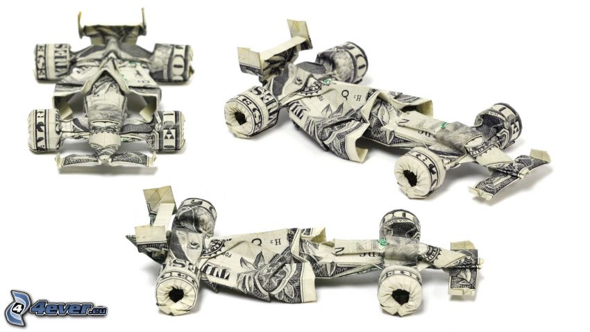origami, billets de banque, dollars, formule