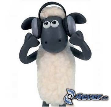 Shaun, mouton, écouteurs, jouet en peluche