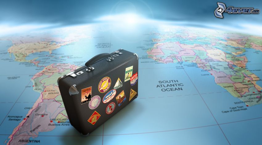 valise, carte du monde