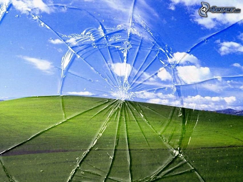 verre cassé, fond, Windows XP