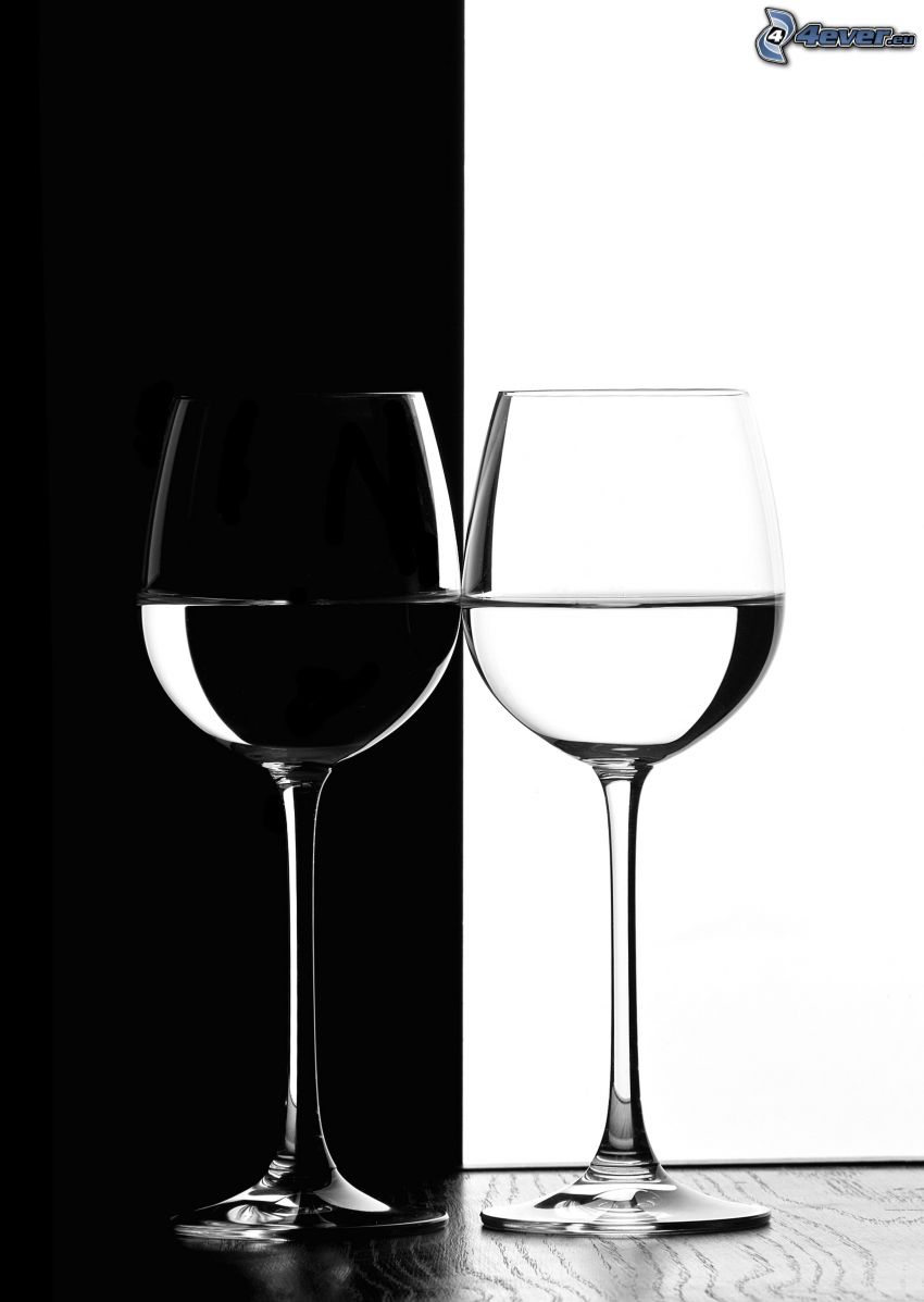 verres, noir et blanc