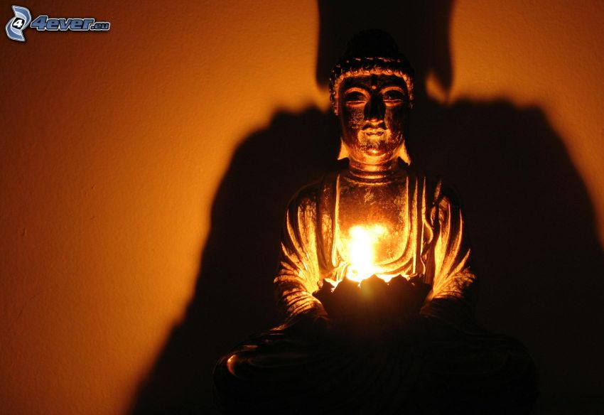 Bouddha, statue, lumière