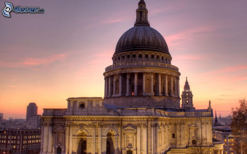 Cathédrale Saint-Paul de Londres, Londres, Angleterre, coucher du soleil