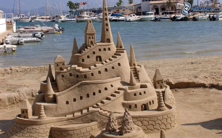 château de sable, mer