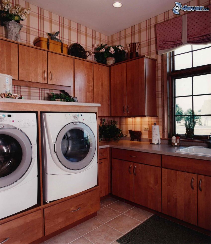 cuisine, machines à laver, intérieur