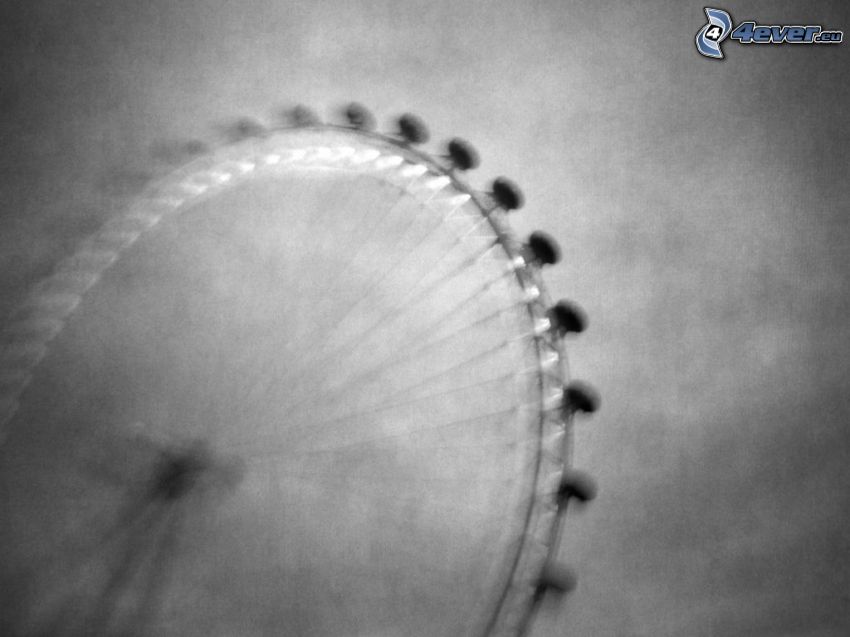 Grande roue, photo noir et blanc
