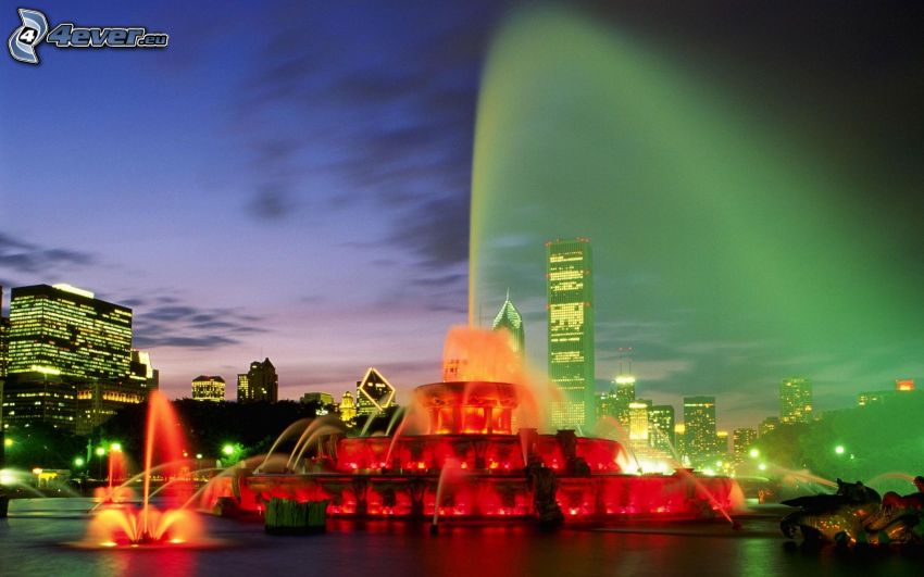 Buckingham Fountain, Chicago, des effets d'éclairage