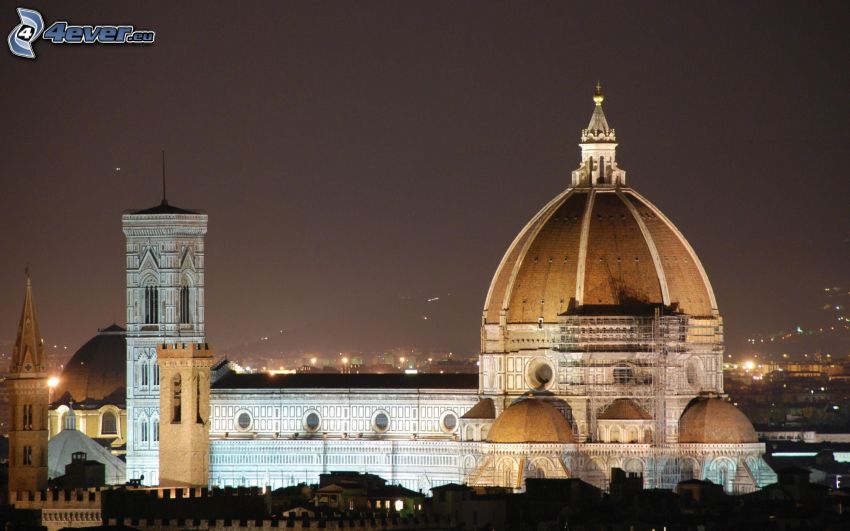 cathédrale, Florence, Italie, nuit