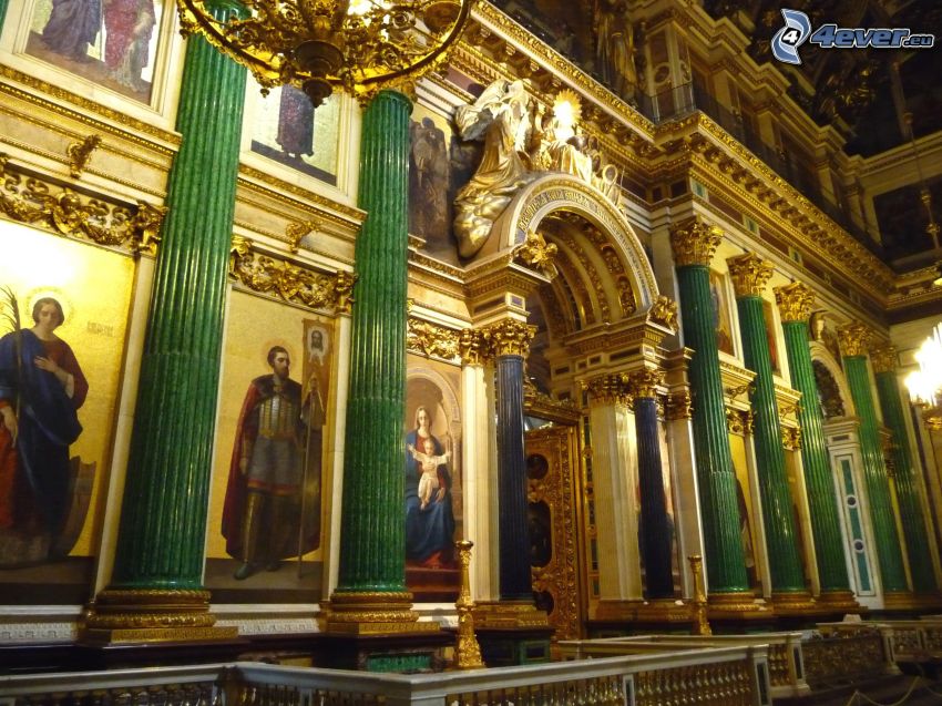 Cathédrale Saint-Isaac de Saint-Pétersbourg, piliers, peinture