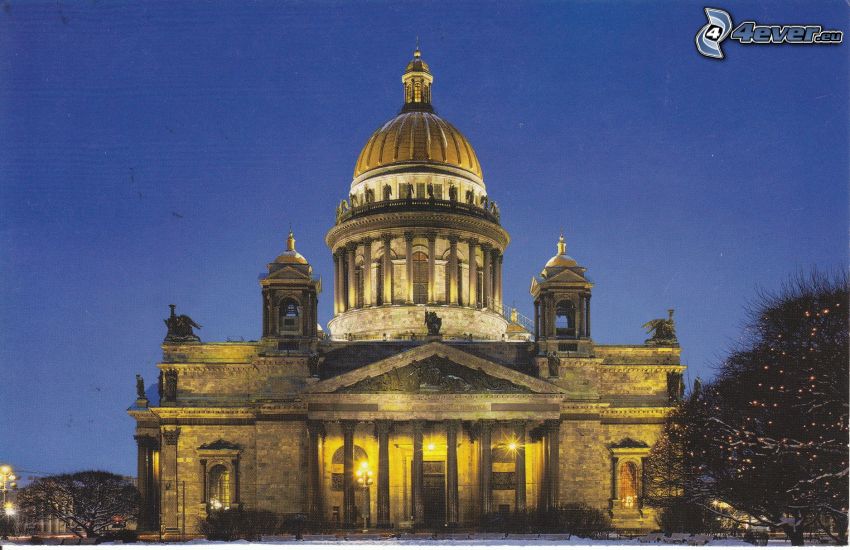 Cathédrale Saint-Isaac de Saint-Pétersbourg, Saint-Pétersbourg, nuit