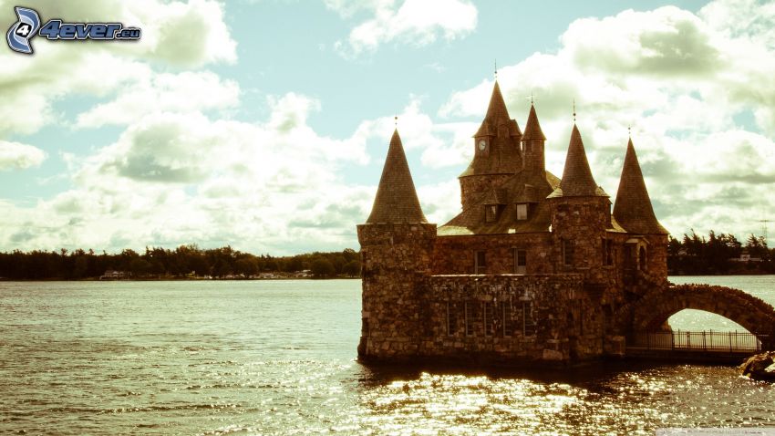 château, lac, Château dans l'eau