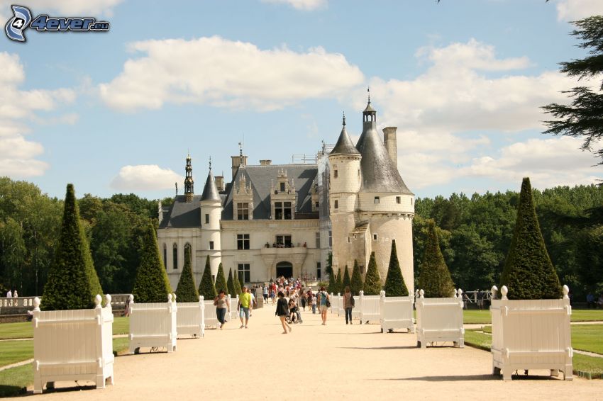 Château de Chenonceau, parc, forêt, touristes
