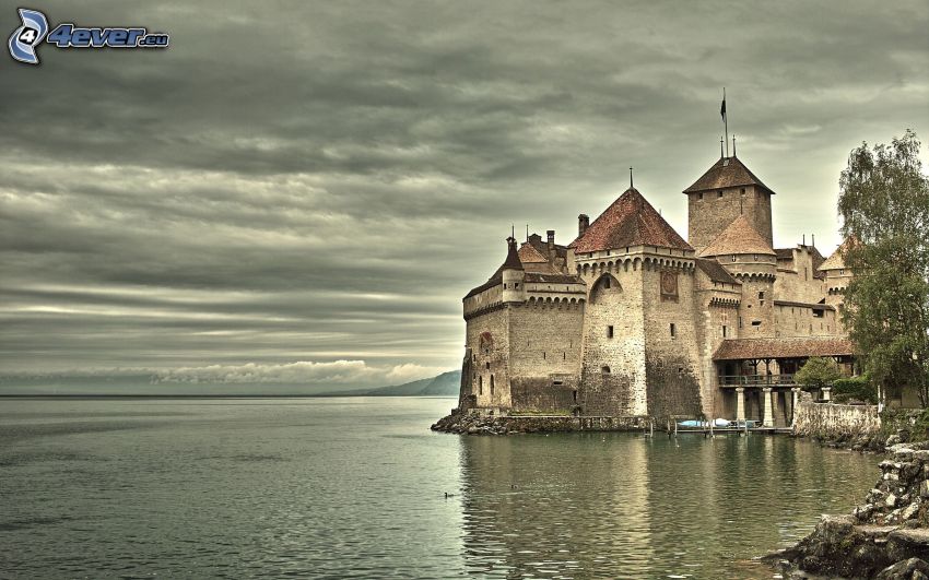 château de Chillon, le lac Léman, Suisse, Château dans l'eau