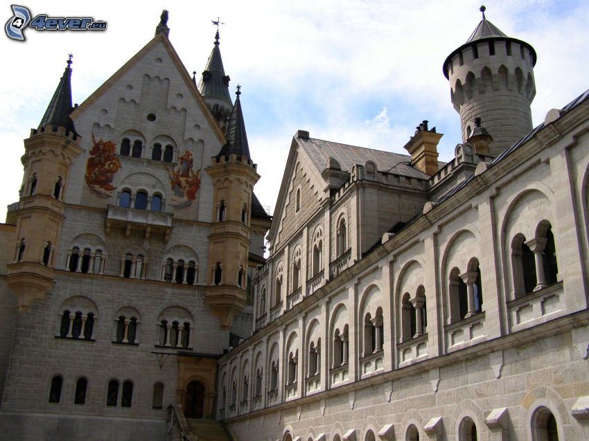 château de Neuschwanstein, cour, Bavière