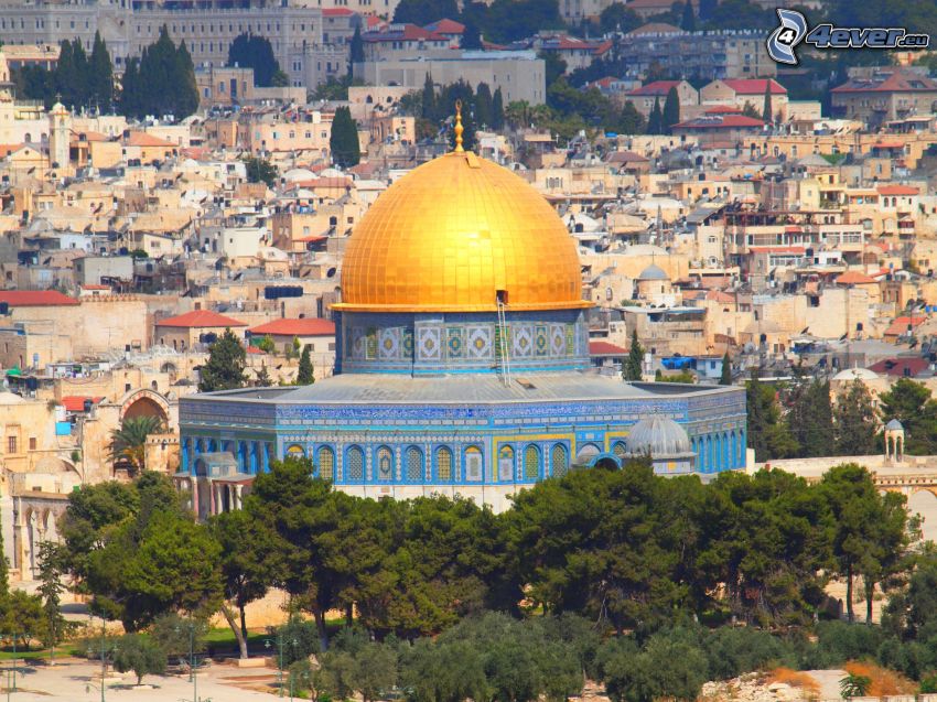 Dome of the Rock, arbres, Jérusalem