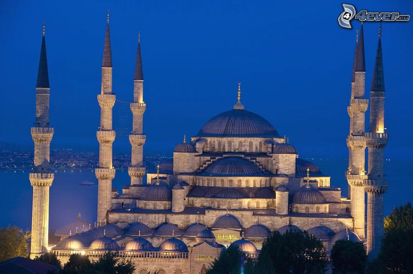 La Mosquée bleue, Hagia Sofia, nuit