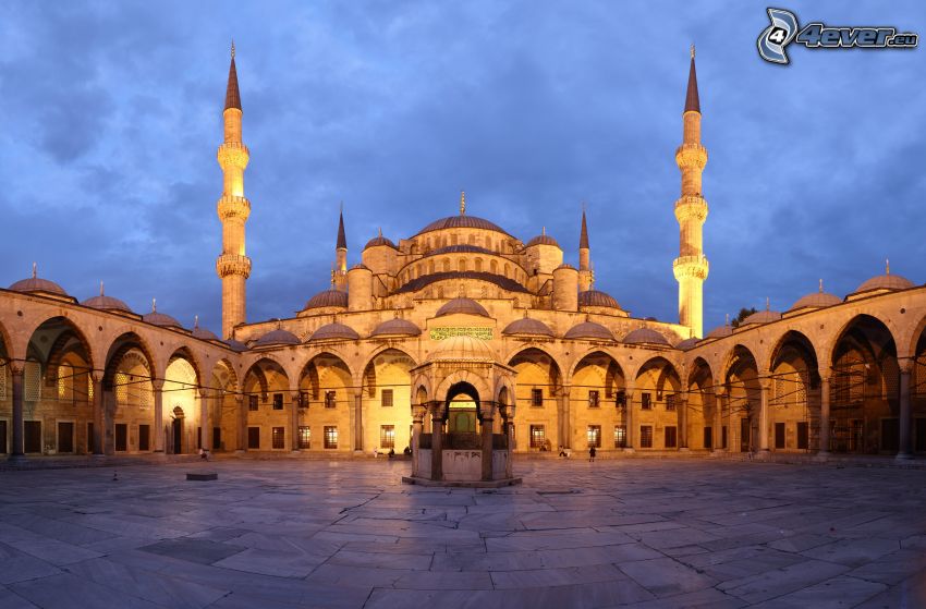 La Mosquée bleue, Hagia Sofia, soirée, cour