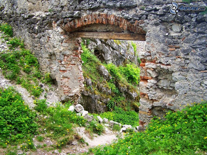 porte de pierre, Tematín, château, Slovaquie