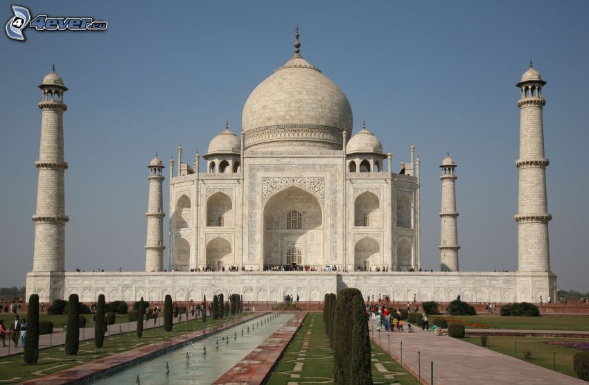 Taj Mahal, arbres, parc