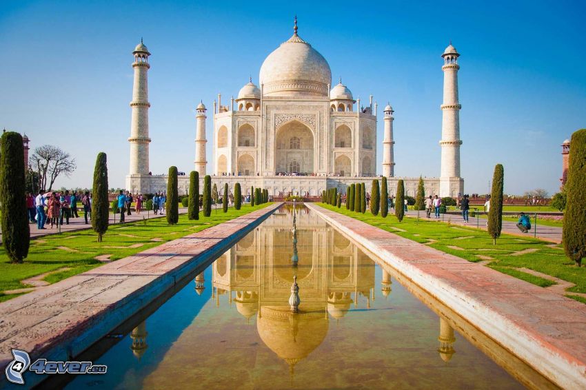 Taj Mahal, eau, parc