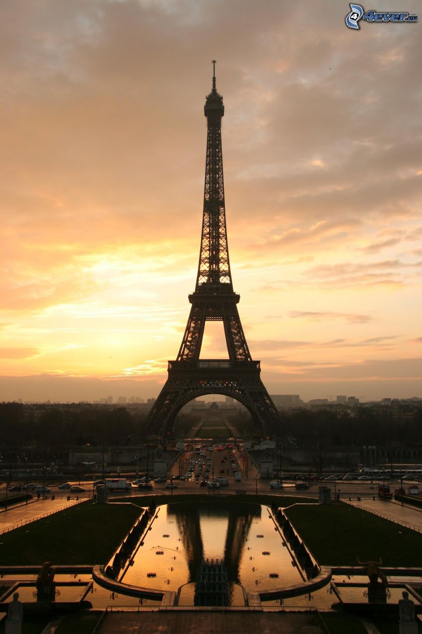 Tour Eiffel, coucher du soleil
