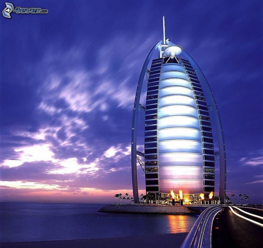 Burj Al Arab, Dubaï, Émirats arabes unis, soirée
