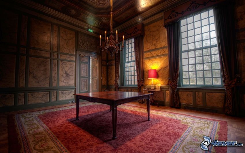 chambre, table, HDR