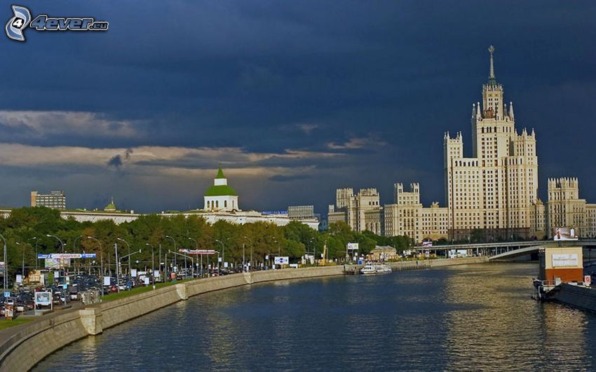 hotel, Moscou, Russie, rivière