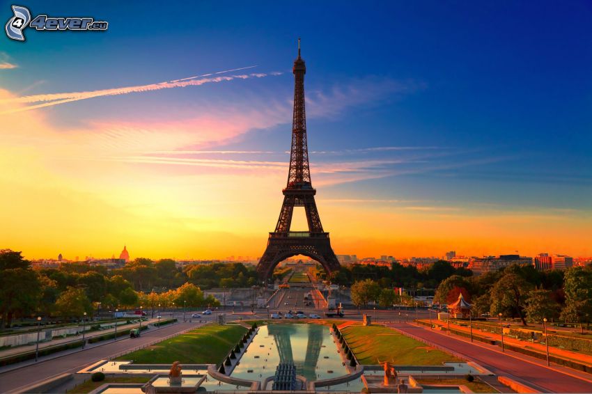 Tour Eiffel, coucher du soleil