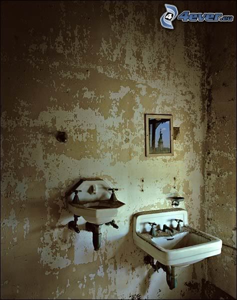 nature mort, salle de bains, lavabo