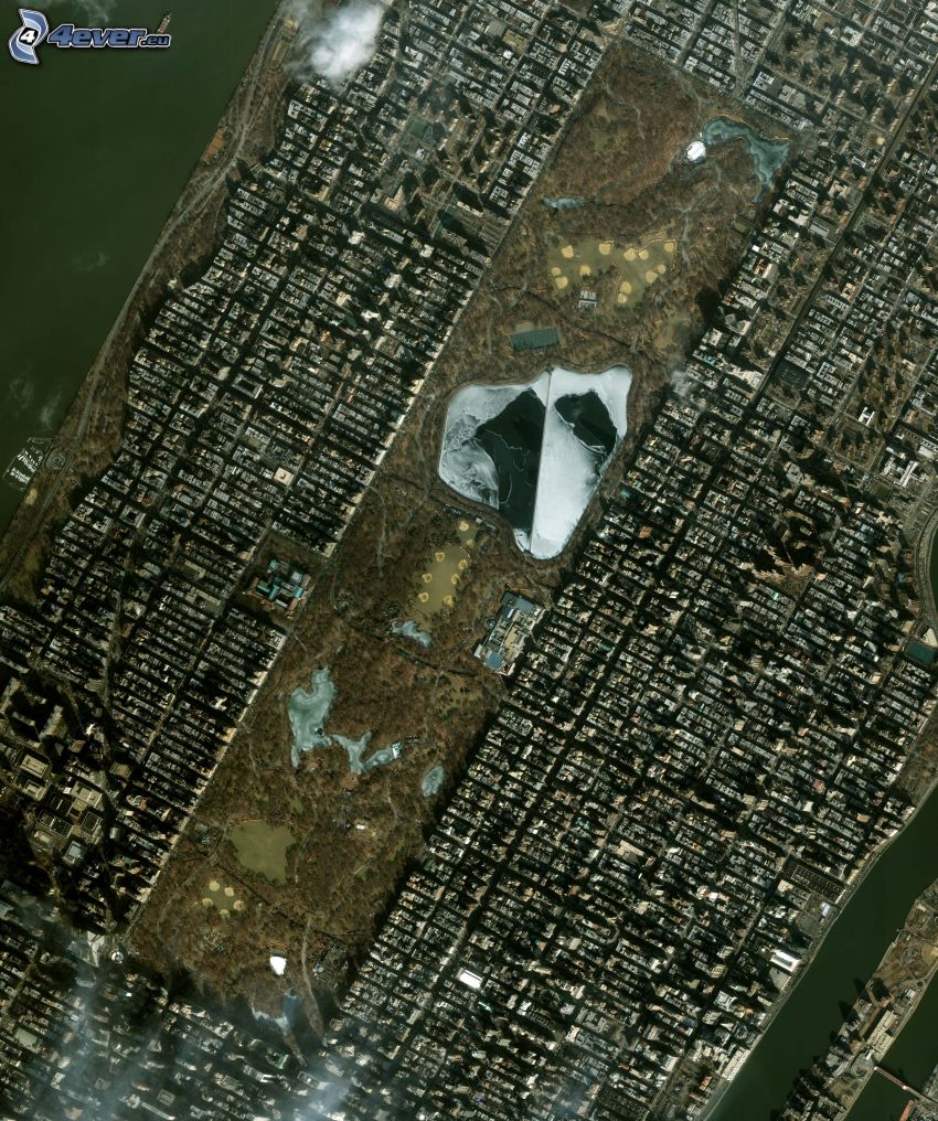 Central Park, Manhattan, New York, imagerie satellitaire