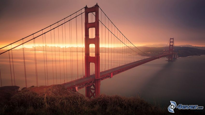 Golden Gate, coucher du soleil