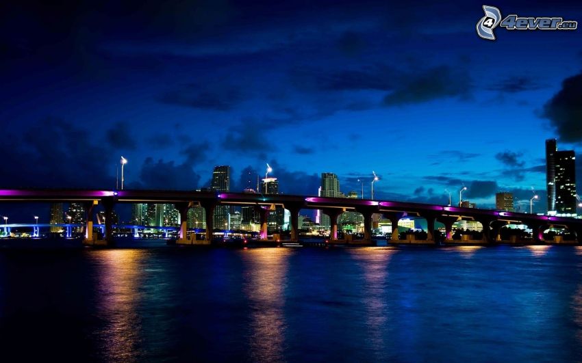 Miami, Miami Bridge, ville dans la nuit