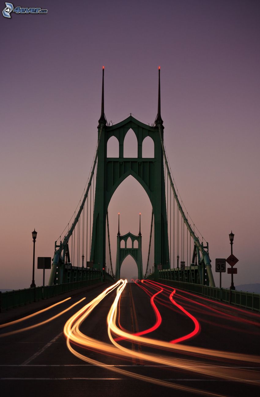 pont de St. Johns, route, lumières