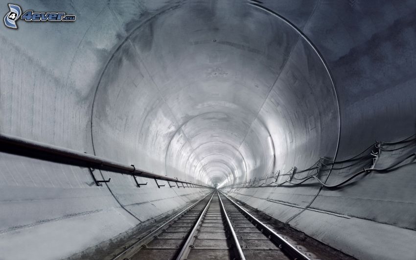 tunnel, métro, rails