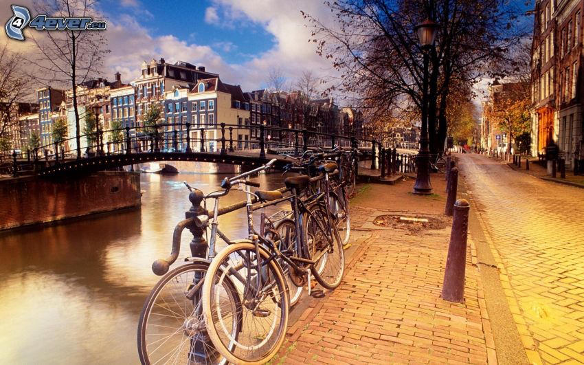 Amsterdam, Vélos, pont