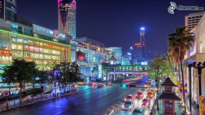 Bangkok, ville dans la nuit, rue