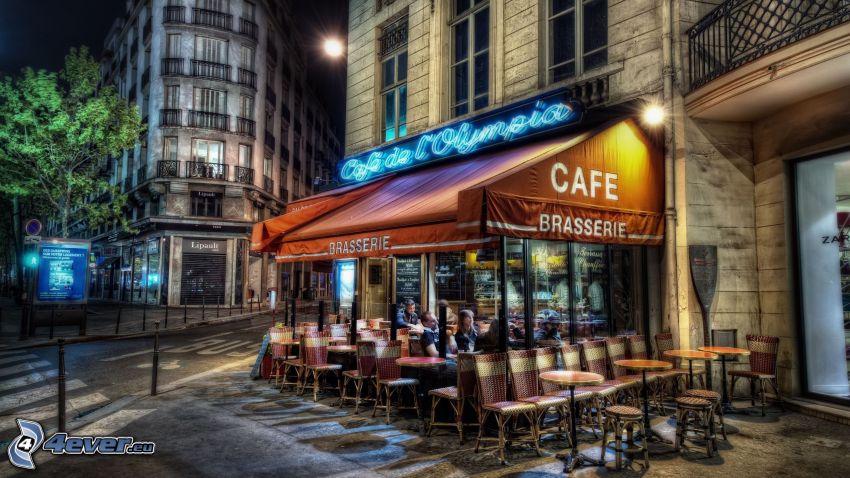 café, restaurant, rue, HDR