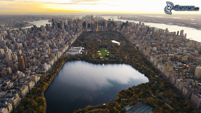 Central Park, New York, lac, Manhattan