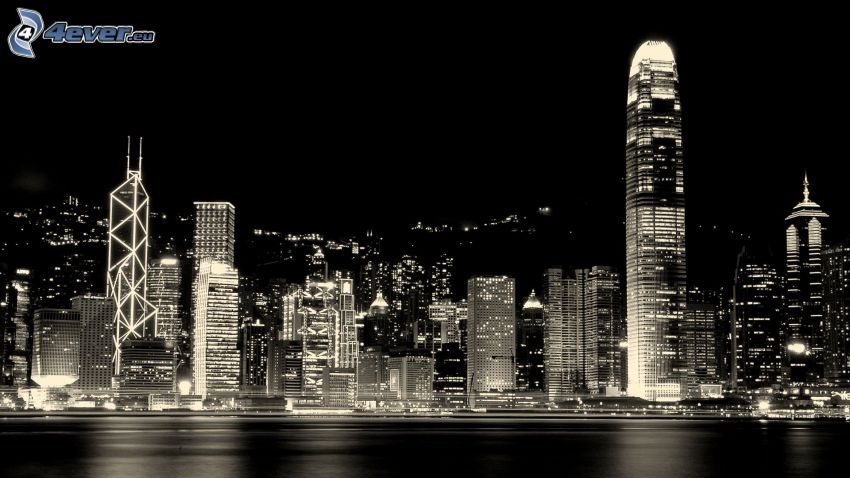 Hong Kong, ville dans la nuit
