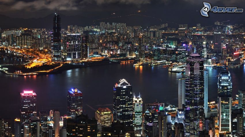 Hong Kong, ville dans la nuit