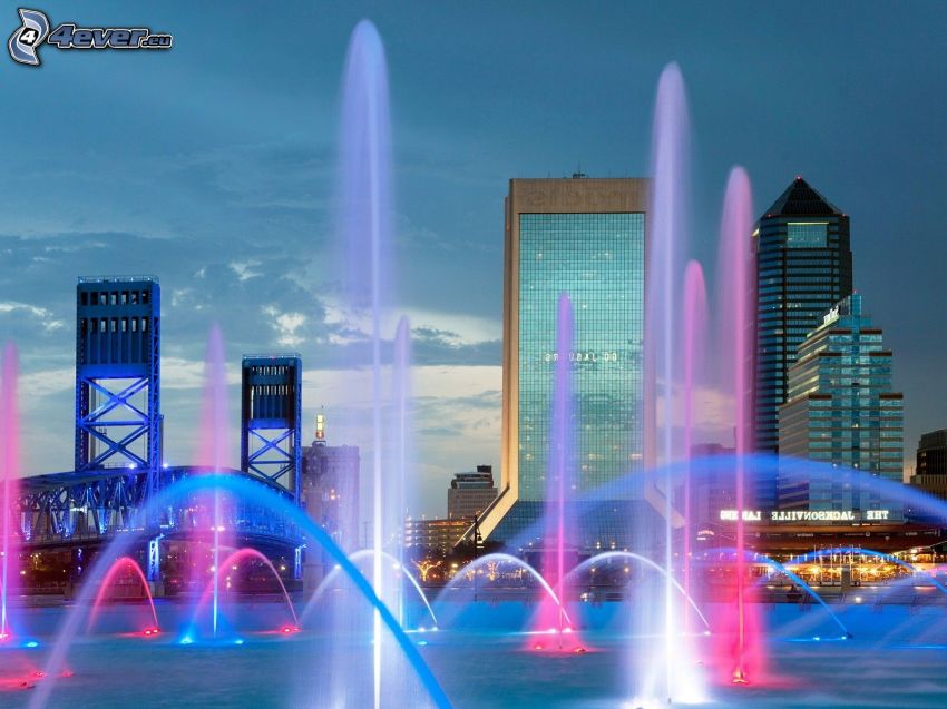 Jacksonville, fontaine, gratte-ciel