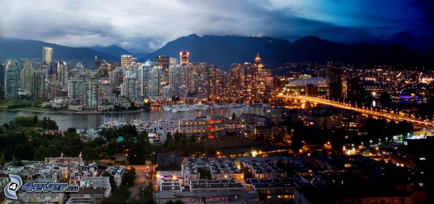 jour et nuit, Vancouver, ville dans la nuit