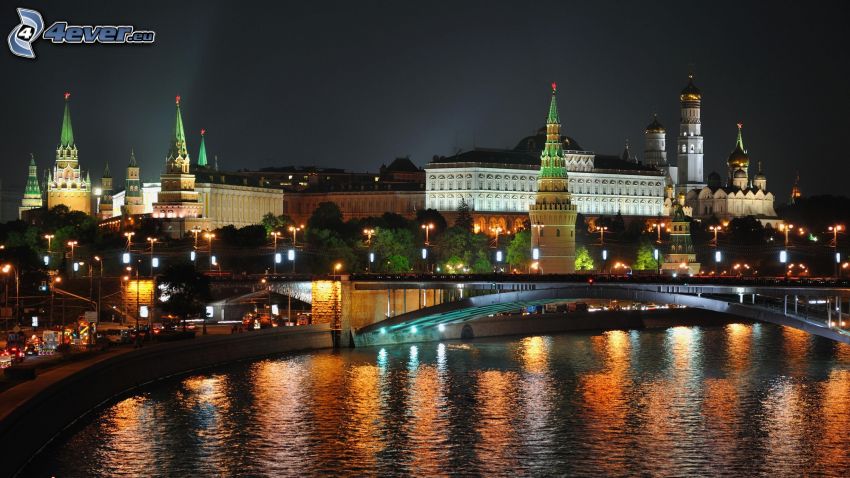 Kremlin, Moscou, ville de nuit