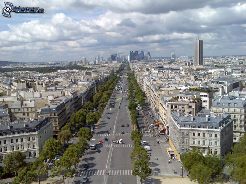 La Défense, route, gratte-ciel, Paris