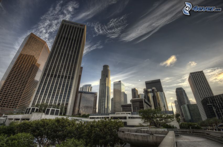 Los Angeles, gratte-ciel, HDR